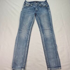 Miss Me Los Angeles Skinny Jeans 27 Medium Wash Wing Back Pocket Embellished Y2K